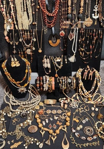 Huge Estate Jewelry Lot -Gold tone- Craft/Wear-All Costume-7+lbs