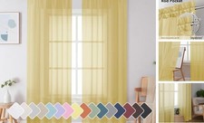 Sheer Curtains 84 Inches Long, Light Filtering 42"W x 84"L Pack of 2 Yellow