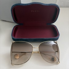 Gucci GG0252S 003 Women's Gold Brown Lens Butterfly Sunglasses