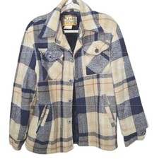 Vintage Montgomery Ward Plaid Sherpa Lined Jacket Small Oversized 70s Coat
