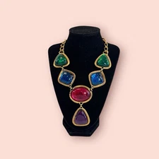 KJL FOR AVON CHUNKY VINTAGE CAPRIANTI LUCITE CABOCHON NECKLACE KENNETH JAY LANE