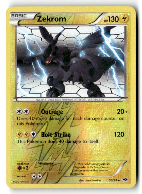 Zekrom 50/99 Rare Next Destinies Pokemon Reverse Holo Near Mint