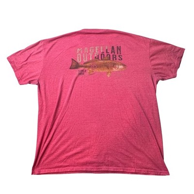 Magellan Outdoors T-Shirt Mens 2XL Red Pink Short Sleeve Redfish Graphic Fishing