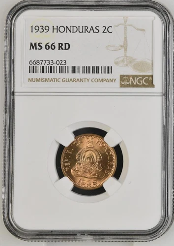 Honduras 2 Centavos 1939 NGC MS 66 RD