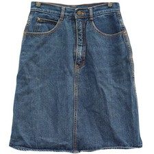 1980s Vintage Gitano High Waist Denim Skirt Knee Mini Dark Wash Straight Size 4