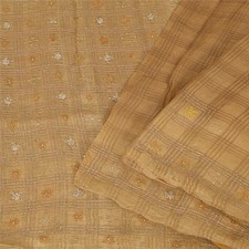 Sanskriti Vintage Brown Sarees Pure Silk Hand Beaded Premium Sari Craft Fabric