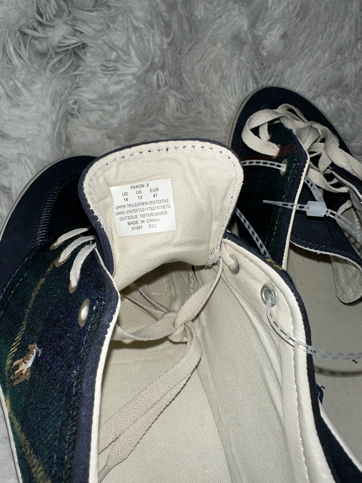PONY POLO Ralph Lauren scarpe uomo TAGLIA 14 Faxon x lana a quadri pelle scamosciata NUOVISSIME