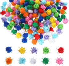 200 PCS Glitter Pom Pom Balls, Tinsel Pom Poms Glitter Sparkle Balls Cat Fuzzy T