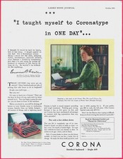 1930 L.C. SMITH CORONA TYPEWRITER AD ~ 6 Gay Color Combinations to choose from thumbnail