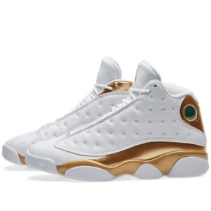 gold and white 13 jordans