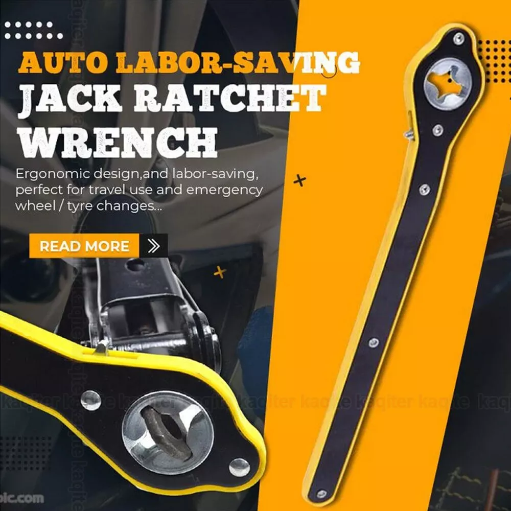 Car Labor saving Jack Ratchet Wrench Scissor Jack Garage Tire Wheel Lug Wrench