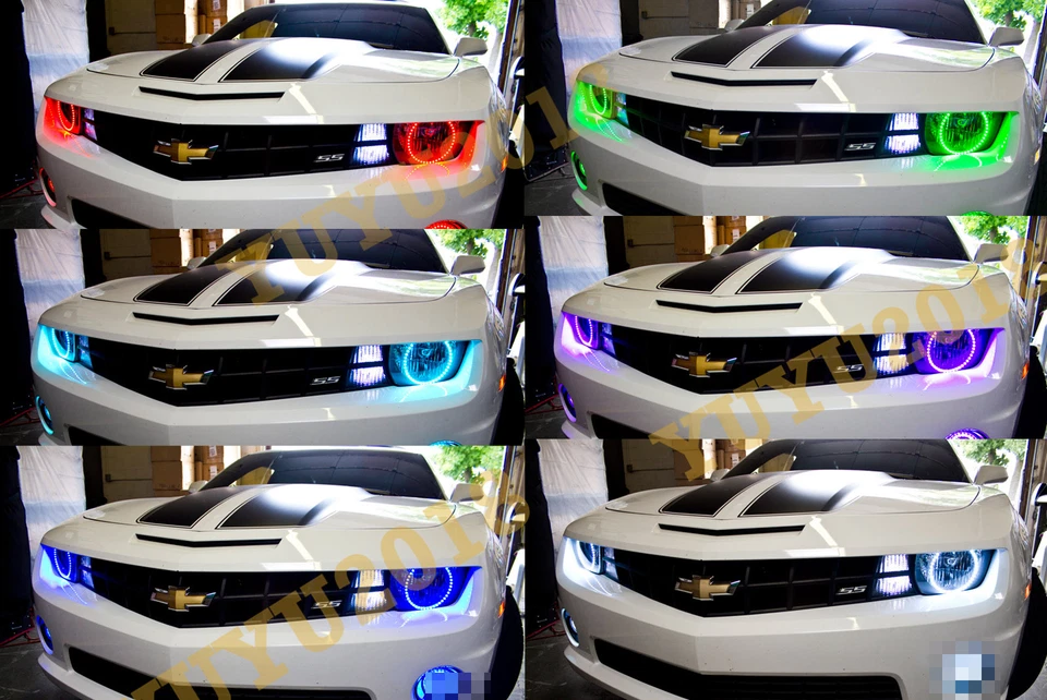 Anillo halo RGB para Chevrolet Camaro 10-13 faro halógeno LED ojo de ángel DRL BT Foto 2 de 4