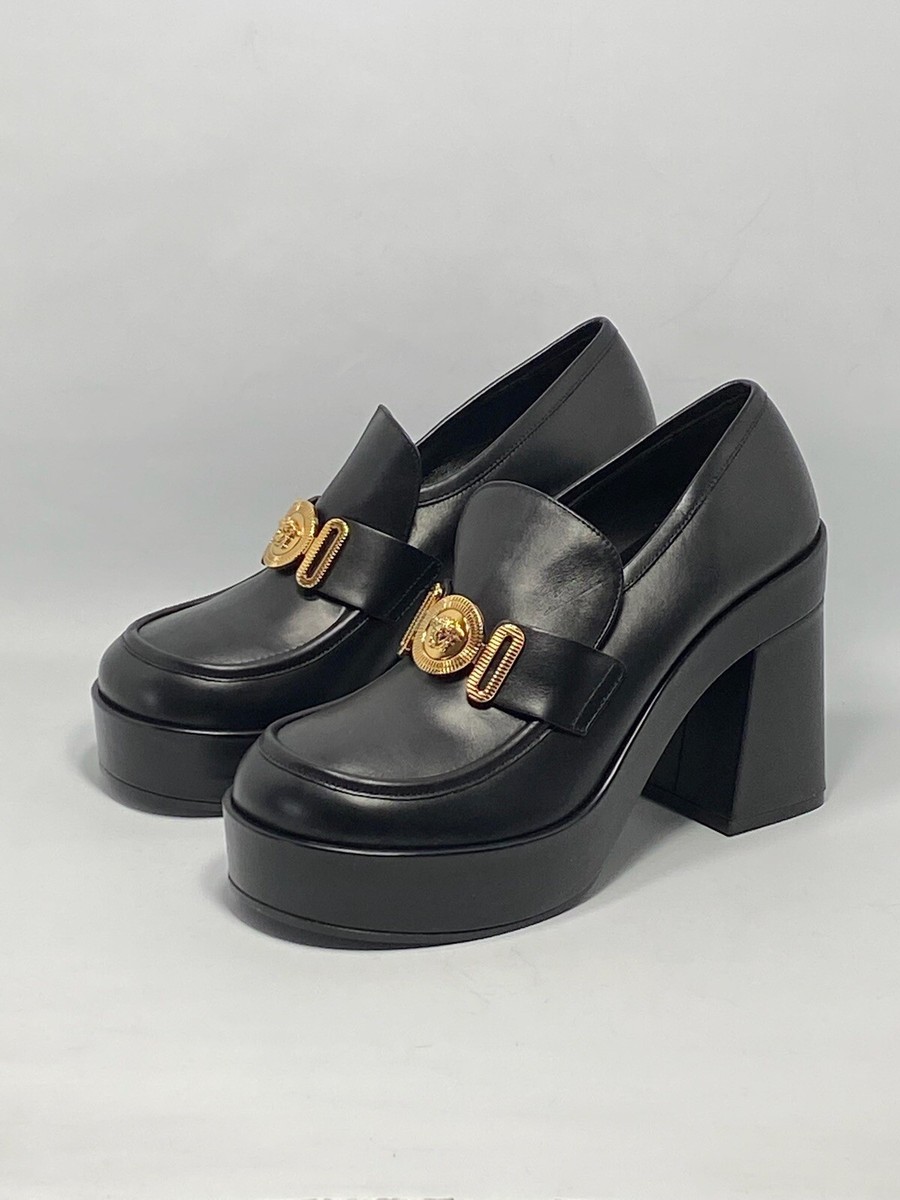 $1450 Versace Logo Leather Platform Pumps size 40 | eBay display picture 1