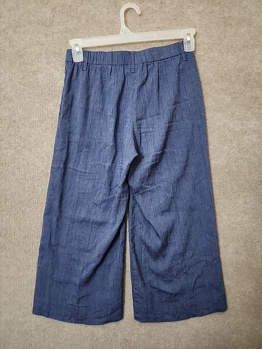 J Jill Linen Stretch Cropped Pants Womens XS Petite Chambray