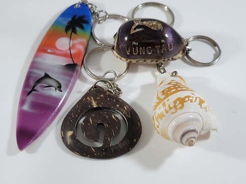 Yung Tau Philippines Shells Indonesia Wood Surf Board Keychains Lot REPAIR - Picture 2 of 10