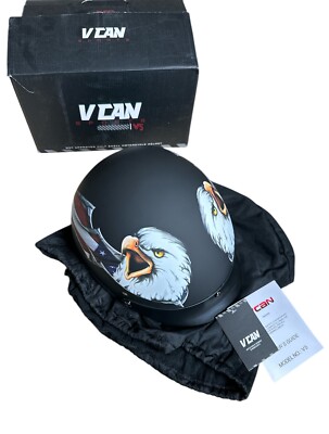 VCAN V5 Cruiser Patriotic Eagle USA Half Helmet XL Matte Black