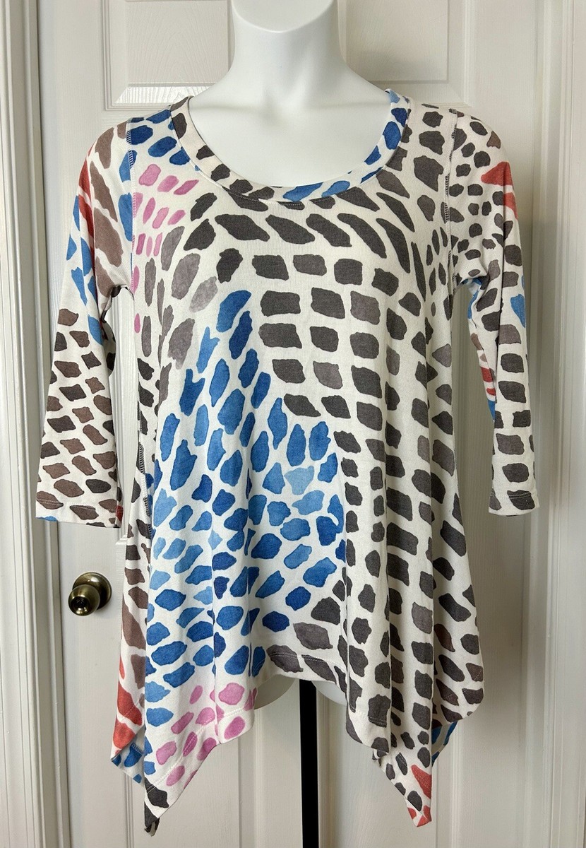 Top Tunique Chelsea & Theodore - Motif Shark Bite, Manches 3/4, Ourse Asymétrique - Taille S, Occasion Très Bon état