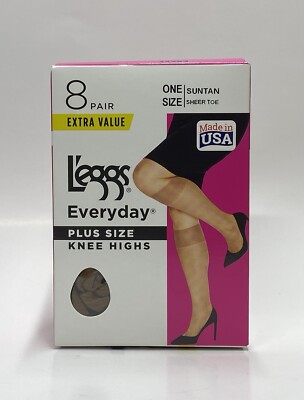 L'eggs Everyday Knee Highs ONE Size SUNTAN Sheer Toe 8 pairs 43253