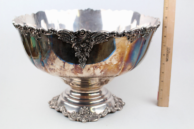Wallace Baroque Punch Bowl Set Silverplate w/Ladle & 11 Cups
