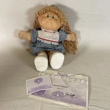 Vtg 83’ Cabbage Patch Toddler Tan Hair Green Eyes, Outfit,  Shoes & Birth Cert