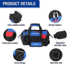WORKPRO 14" Tool Bag Case Tool Organizer Multipocket w/Adjustable Shoulder Strap
