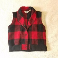 Woolrich Womens Hunting Vest Vintage Red Black Buffalo Plaid Sz Small USA Made