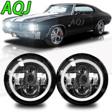 Pair 7 Round Led Halo Headlights Hilo Fit Chevy Chevelle 1971 1972 1973 Pair 7 Round Led Halo Headlights Hilo Fit Chevy Chevelle 1971 1972 1973