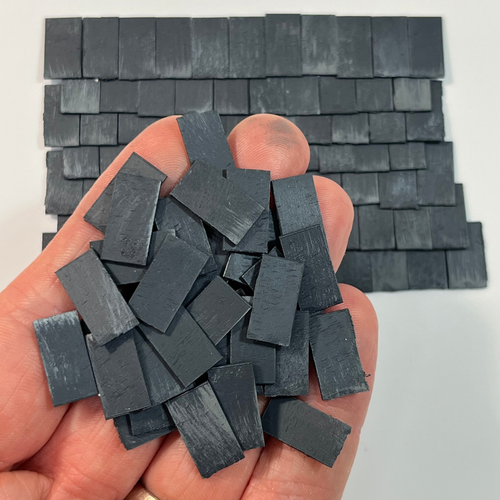 Dolls House 1:24th Scale 250 x Styrene Miniature Roof Tiles in Aged Slate Grey - Picture 7 of 8