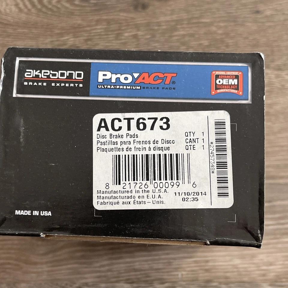 Conjunto de pastilhas de freio a disco dianteiro Akebono compatível com 1996-2005 BUICK CHEVY OLDSM PONTIAC ACT673 - Imagem 2 de 3