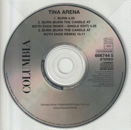 TINA ARENA BURN CD SINGLE UK 1998 COLUMBIA 666744 5 - Picture 2 of 3