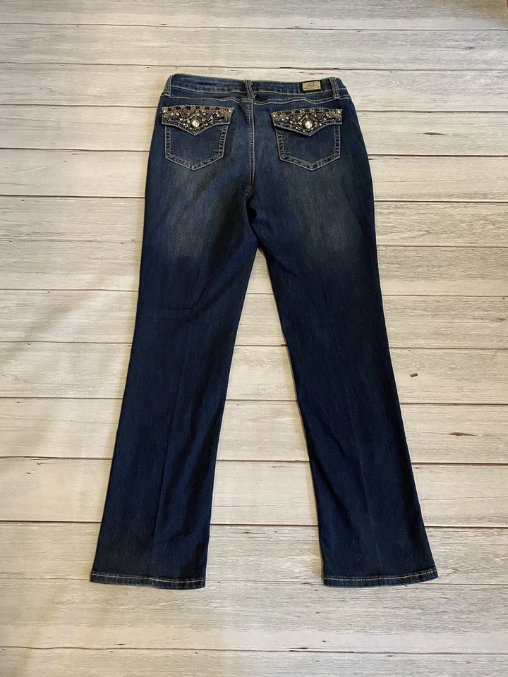Jeans Earl estrás joyas solapa bolsillos talla 12 vaquera rodeo bling boho Foto 3 de 4