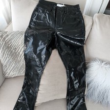 NWT 175 Good American Faux Leather Pants Size 0 / 25 shiny 28" inseam