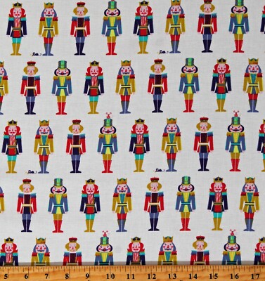 Cotton Nutcrackers Night of the Nutcracker In A Row Fabric Print by Yard D410.08
