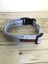 NEW Charming Baby Blue with Brown Stripes Standard Puppy Dog Collar NWOT