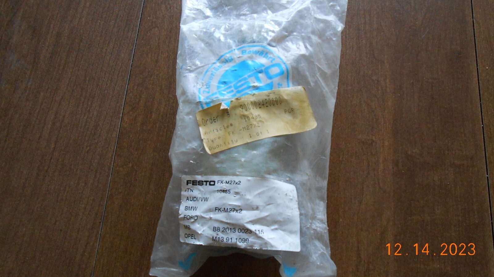 Festo Self Aligning Quick Coupling 10485 FK-M27X2 New