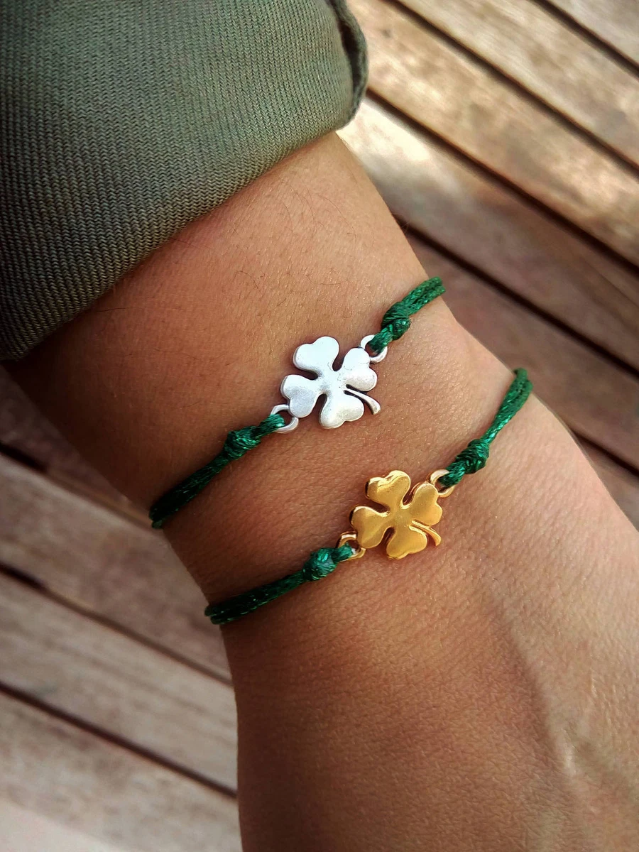 Four leaf clover bracelet gold or silver Good luck gift Lucky charm Jewelry