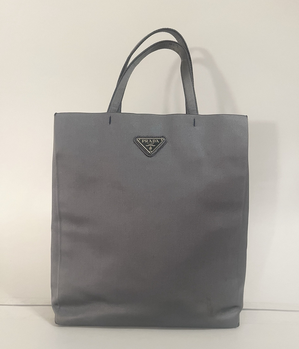 HOT Tote Bag Prada Gray Handbag Prada Gray Satin Tote Bag