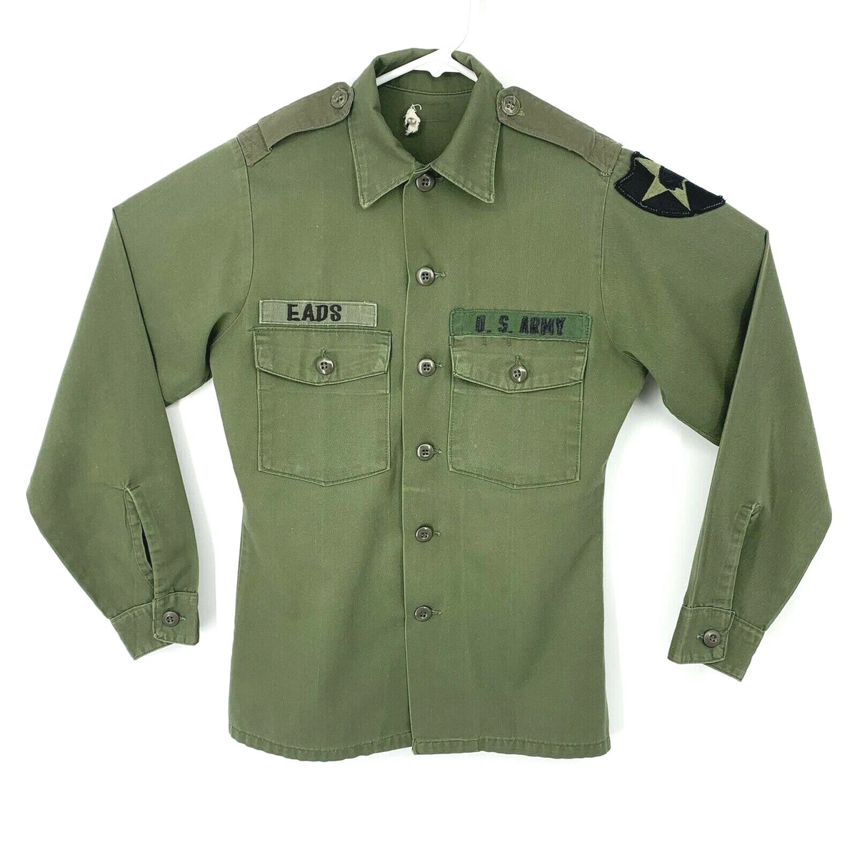Vintage 1960s US Army 2nd Infantry Utility Shirt Poly Cotton 14 33