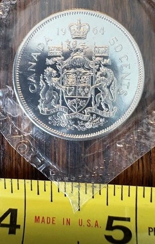 1964 Canada 80% Silver 50 Cents Half Dollar BU Uncirculated In Original Cello