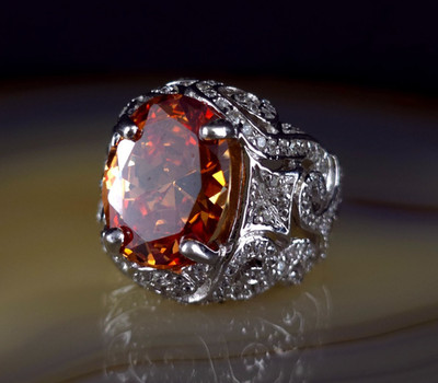 Ring Silber 925 Orange Zirkonia 19,0 mm - prächtig elegant & wunderbar funkelnd