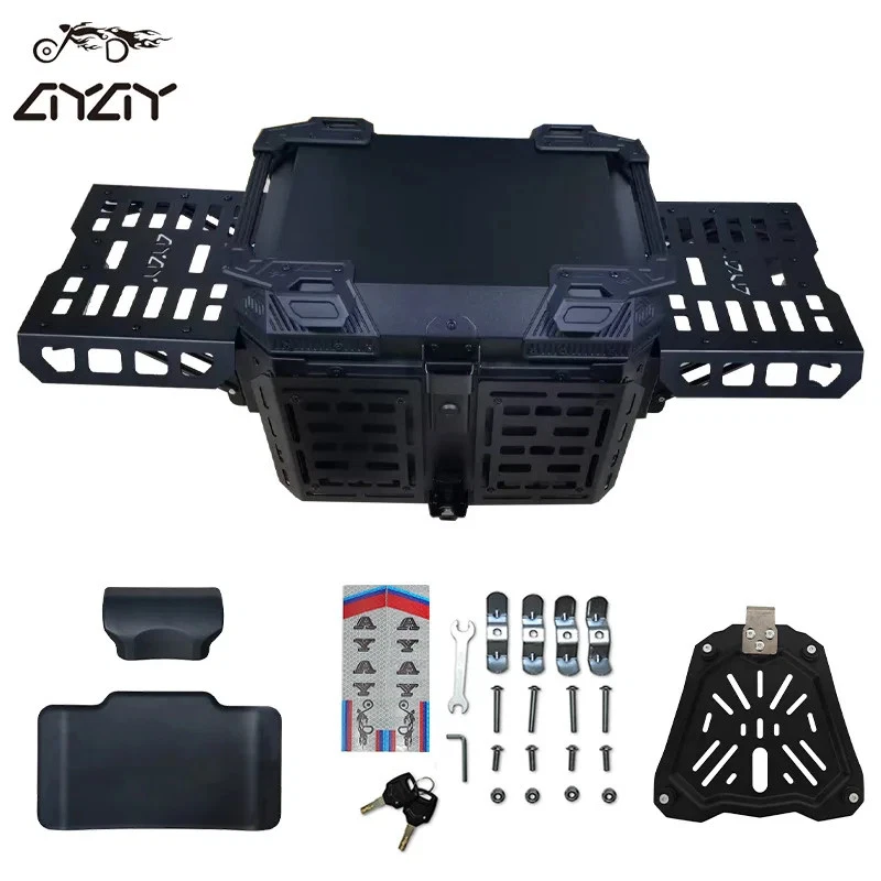 45L Motorrad Tail Box Universal Aluminium Kofferraum mit Bracket Grundplatte NEU - Bild 2 von 4