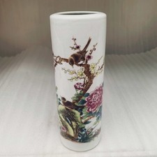 Jarrón chino antiguo porcelana colección pastel peonía flor y patrón de pájaro