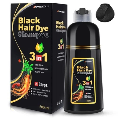 NON MEIDU 3 in 1 Black Hair Dye Shampoo - Can cover gray hairs,Herbal Ingredients Na