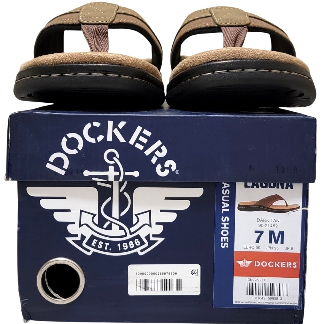 Dockers Men Flip Flop Thong Sandals Laguna Size US 7M Dark Tan Brown Beach Pool Dockers Men Laguna Beach Pool Flip Flop Thong Sandals Size  main image 3