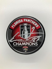 FLORIDA PANTHERS EETU LUOSTARINEN SIGNED 25’ SC CHAMPIONS PUCK JSA WITNESS COA