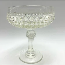 Vintage Indiana Diamond Point Candy Compote Pedestal Bowl Clear 