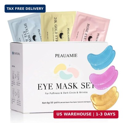 PEAUAMIE Under Eye Patches Gold and Hyaluronic Acid for puffy eyes,Rose Eye Mask