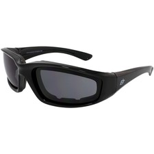 Birdz Eyewear Oriole Padded Motorcycle Glasses Black Frame with Smoked Anti-F...