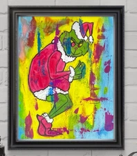 Original Art "Grinch 7" 11x14 Canvas Expressionism Abstract Design Home Art