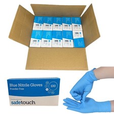 Image of Nitrile Gloves Disposable Blue Powder Free Latex Free Food Box of 100 S M L XL